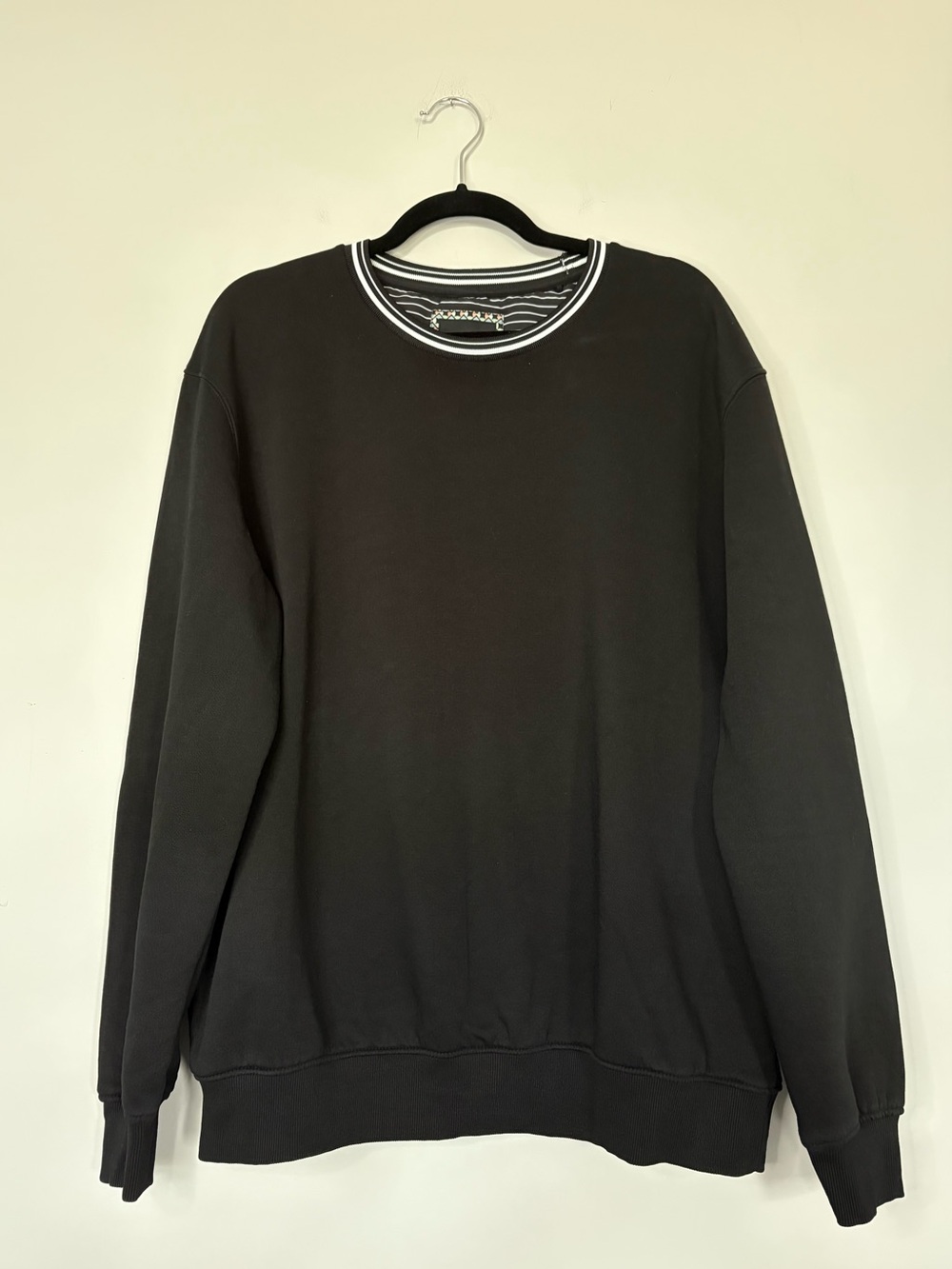 DENIM & FLOWER Mens Black Crewneck Size XL Closet Essential Layering Pullover